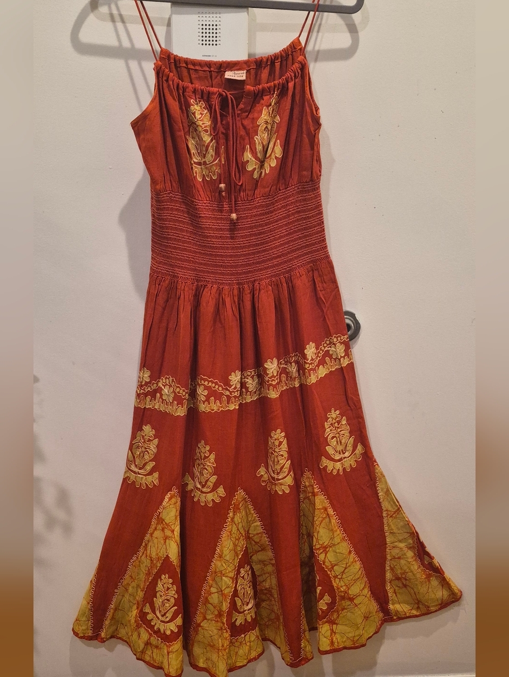 Advance Apparels Rust Maxi Dress with Yellow Embroidery
